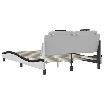 vidaXL Estructura cama cabecero cuero sintético blanco negro 140x200cm