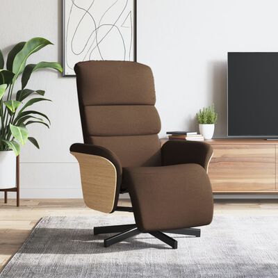 vidaXL Sillón reclinable con reposapiés tela marrón