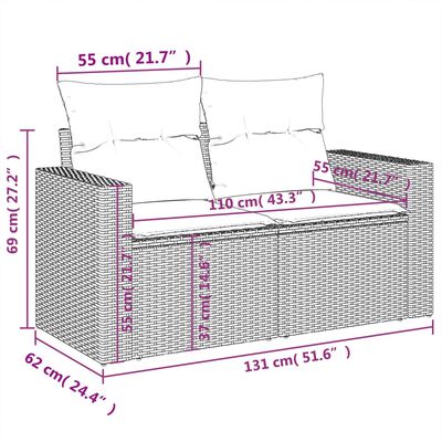 vidaXL Set de comedor de jardín 7 pzas y cojines ratán sintético negro