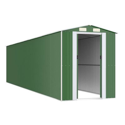 vidaXL Cobertizo de jardín acero galvanizado verde 192x855x223 cm