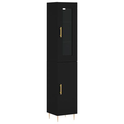 vidaXL Aparador de madera contrachapada negro 34,5x34x180 cm