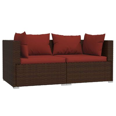 vidaXL Set muebles de jardín 3 piezas y cojines ratán sintético marrón