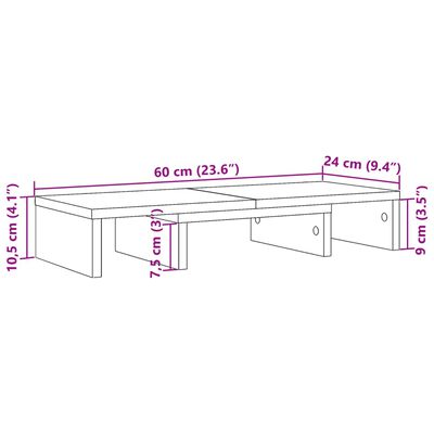 vidaXL Soporte de pantalla ajustable madera roble ahumado 60x24x10,5cm