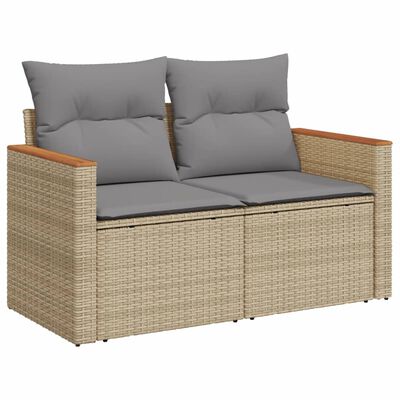 vidaXL Set sofás jardín 14 pzas y cojines ratán sintético beige mezcla