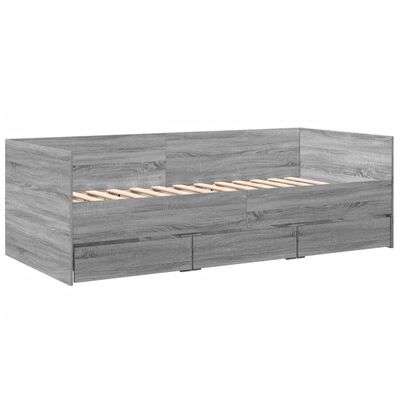 vidaXL Sofá cama con cajones sin colchón gris Sonoma 75x190 cm