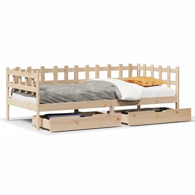 vidaXL Sofá cama con cajones madera maciza de pino 80x200 cm