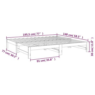 vidaXL Sofá cama extraíble madera maciza de pino 2x(75x190) cm