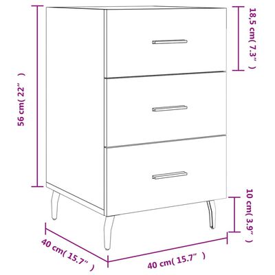 vidaXL Mesita de noche madera de ingeniería negro 40x40x66 cm