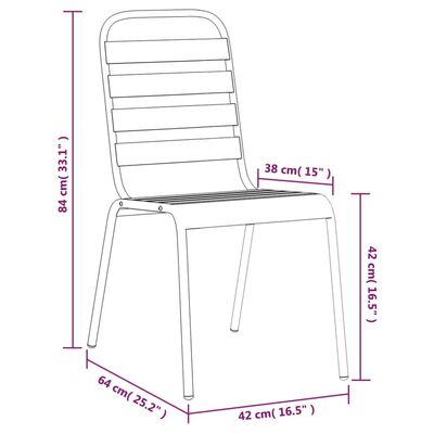 vidaXL Juego de comedor de jardín 3 piezas acero gris antracita