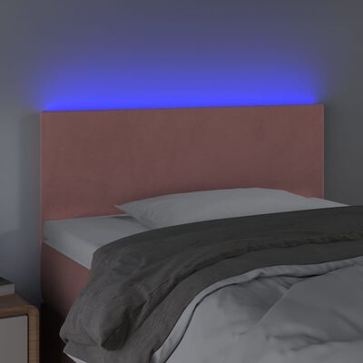 vidaXL Cabecero con LED de terciopelo rosa 90x5x78/88 cm