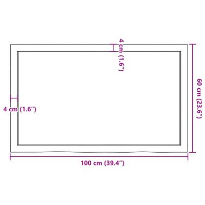 vidaXL Encimera de baño madera tratada marrón oscuro 100x60x(2-6) cm