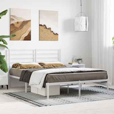 vidaXL Estructura cama sin colchón con cabecero metal blanco 120x190cm