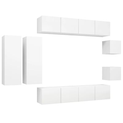 vidaXL Set de mueble para TV de 8 piezas madera de ingeniería blanco