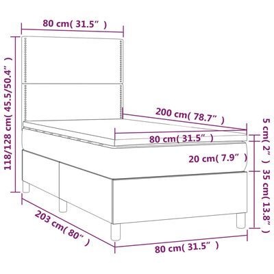 vidaXL Cama box spring con colchón tela marrón oscuro 80x200 cm