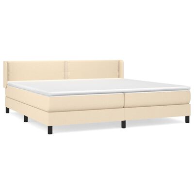 vidaXL Cama box spring con colchón tela color crema 200x200 cm