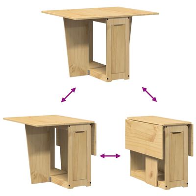 vidaXL Mesa de comedor plegable mariposa Corona madera pino marrón