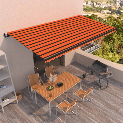 vidaXL Toldo automático retráctil naranja y marrón 600x350 cm