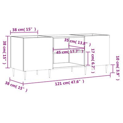 vidaXL Mueble para discos madera contrachapada blanco 121x38x48 cm