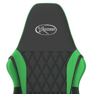 vidaXL Silla gaming de masaje cuero sintético negro y verde