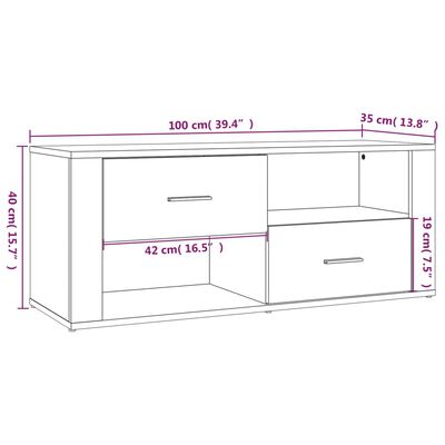 vidaXL Mueble TV madera contrachapada color marrón roble 100x35x40 cm