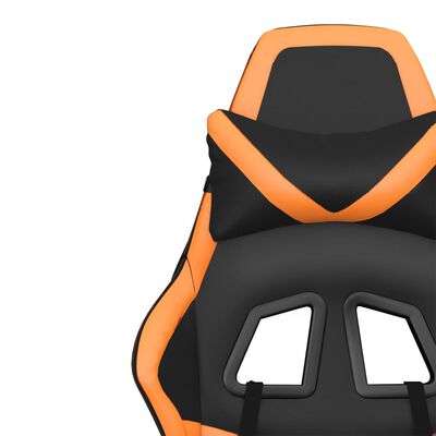 vidaXL Silla gaming cuero sintético negro y naranja