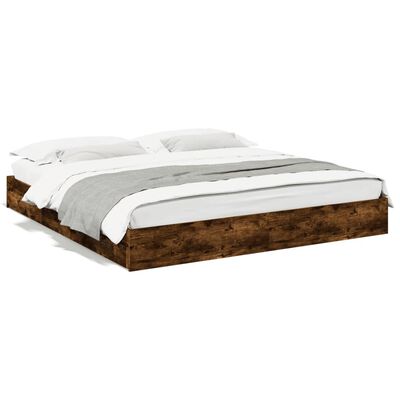 vidaXL Cama con cajones madera de ingeniería roble ahumado 180x200 cm