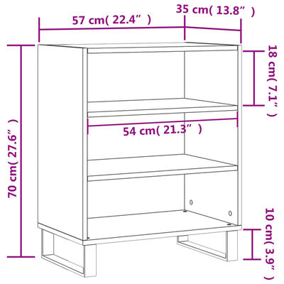 vidaXL Aparador madera de ingeniería roble ahumado 57x35x70 cm