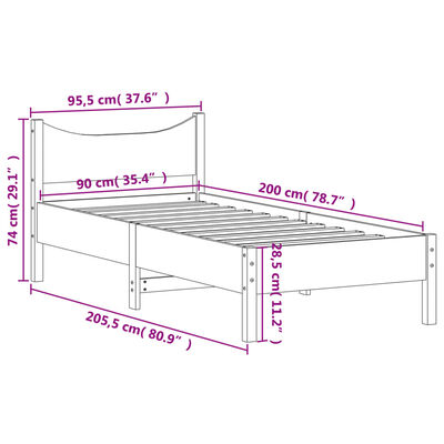 vidaXL Estructura de cama sin colchón madera de pino marrón 90x200 cm