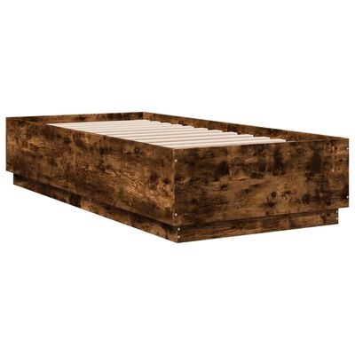 vidaXL Estructura de cama madera de ingeniería roble ahumado 90x200 cm