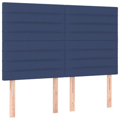 vidaXL Cama box spring con colchón tela azul 140x200 cm