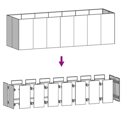 vidaXL Jardinera acero corten 280x80x80 cm