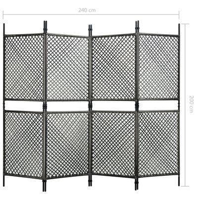 vidaXL Panel de valla ratán sintético gris antracita 2,4x2 m