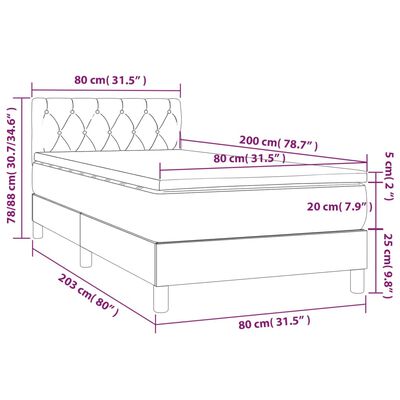 vidaXL Cama box spring con colchón terciopelo negro 80x200 cm