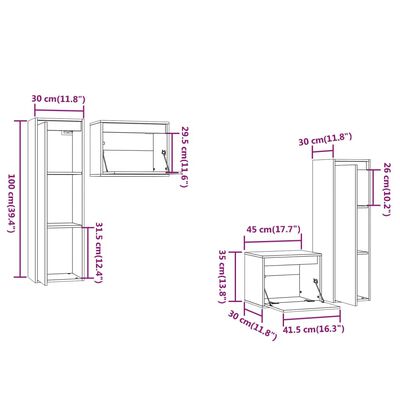 vidaXL Muebles para TV 4 piezas madera maciza de pino gris