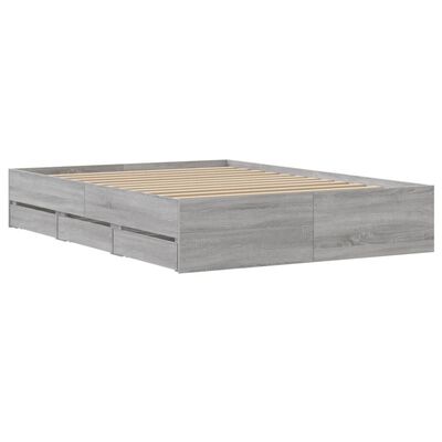 vidaXL Cama con cajones madera de ingeniería gris Sonoma 135x190 cm