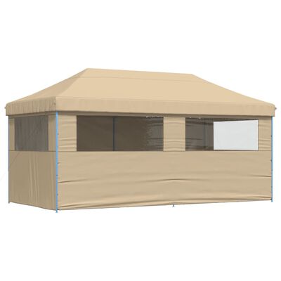 vidaXL Tienda de fiesta plegable Pop-Up con 4 paredes laterales beige