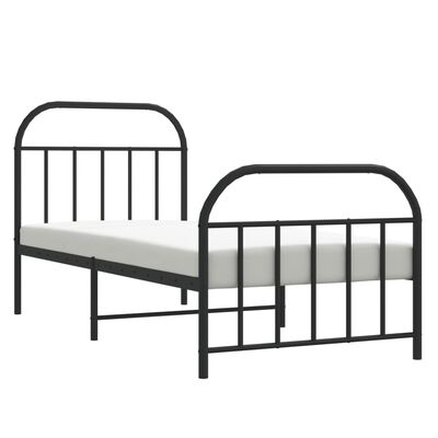 vidaXL Estructura de cama con cabecero y estribo metal negro 90x200 cm