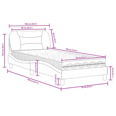 vidaXL Cama con colchón cuero sintético blanco 90x190 cm