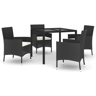 vidaXL Set de muebles jardín 5 pzas con cojines ratán sintético negro