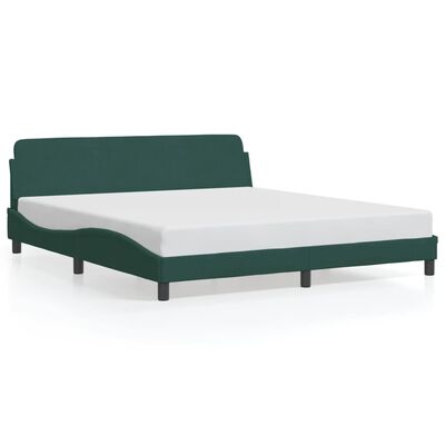 vidaXL Estructura cama con cabecero terciopelo verde oscuro 180x200 cm