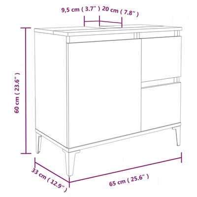 vidaXL Armario de baño madera contrachapada gris hormigón 65x33x60 cm