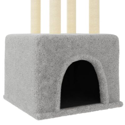 vidaXL Rascador para gatos con postes de sisal gris claro 133,5 cm