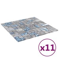 vidaXL Azulejos de mosaico 11 unidades vidrio gris y azul 30x30 cm