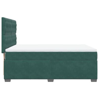 vidaXL Cama box spring con colchón terciopelo verde oscuro 140x190 cm