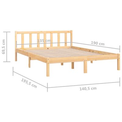 vidaXL Estructura de cama madera maciza de pino 135x190 cm