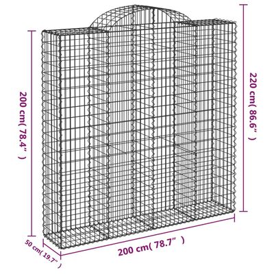 vidaXL Cestas de gaviones 5 uds forma de arco hierro 200x50x200/220 cm