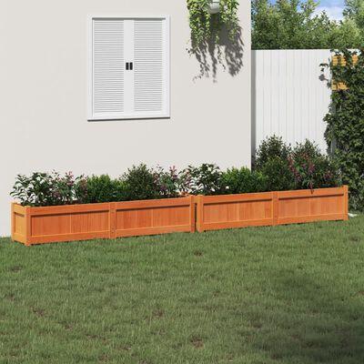 vidaXL Jardineras de exterior 2 uds madera maciza de pino marrón cera