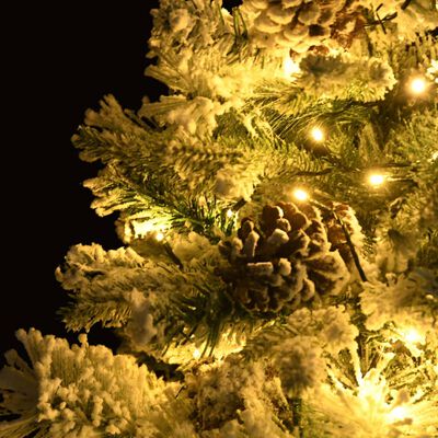vidaXL Árbol de Navidad con nieve, luces LED y piñas PVC y PE 150 cm