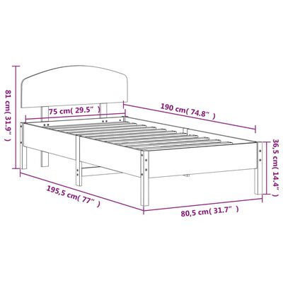 vidaXL Estructura de cama sin colchón madera maciza blanca 75x190 cm