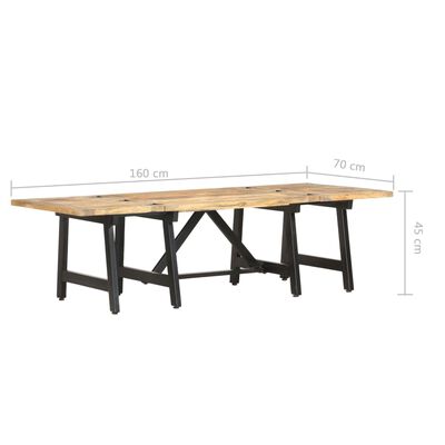 vidaXL Mesa de centro extensible madera maciza de mango 160x70x45 cm